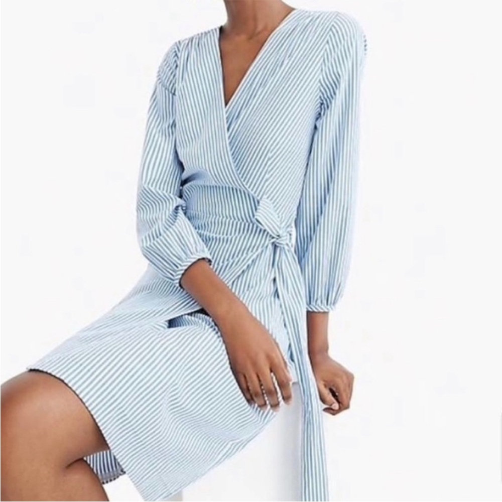 NWT J.CREW Striped Poplin Wrap Dress Retails: $118 Women’s Size: 6